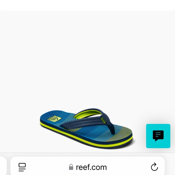 Reef Kids Ahi Collection Aqua Blue & Green Striped  Flip Flops/Sandals USA 2 - Picture 2 of 8